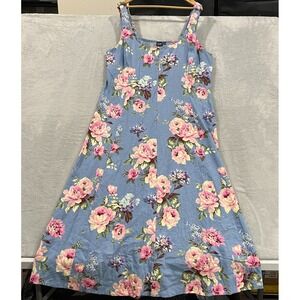 Gap Dress Womens 2XL Floral‎ Linen Boho Sundress Square Neck Vintage Wedding